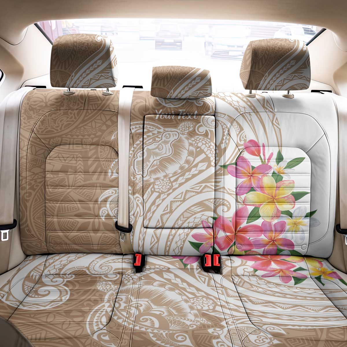 Aloha Ni’ihau Island Personalized Back Car Seat Cover Beige Dreamy Turtle