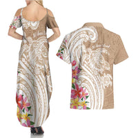 Aloha Niihau Island Personalized Couples Matching Summer Maxi Dress and Hawaiian Shirt Beige Dreamy Turtle LT7 - Polynesian Pride
