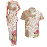 Aloha Niihau Island Personalized Couples Matching Tank Maxi Dress and Hawaiian Shirt Beige Dreamy Turtle LT7 Beige - Polynesian Pride