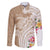 Aloha Ni’ihau Island Personalized Family Matching Off Shoulder Maxi Dress and Hawaiian Shirt Beige Dreamy Turtle