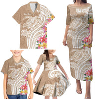 Aloha Niihau Island Personalized Family Matching Puletasi and Hawaiian Shirt Beige Dreamy Turtle LT7 - Polynesian Pride