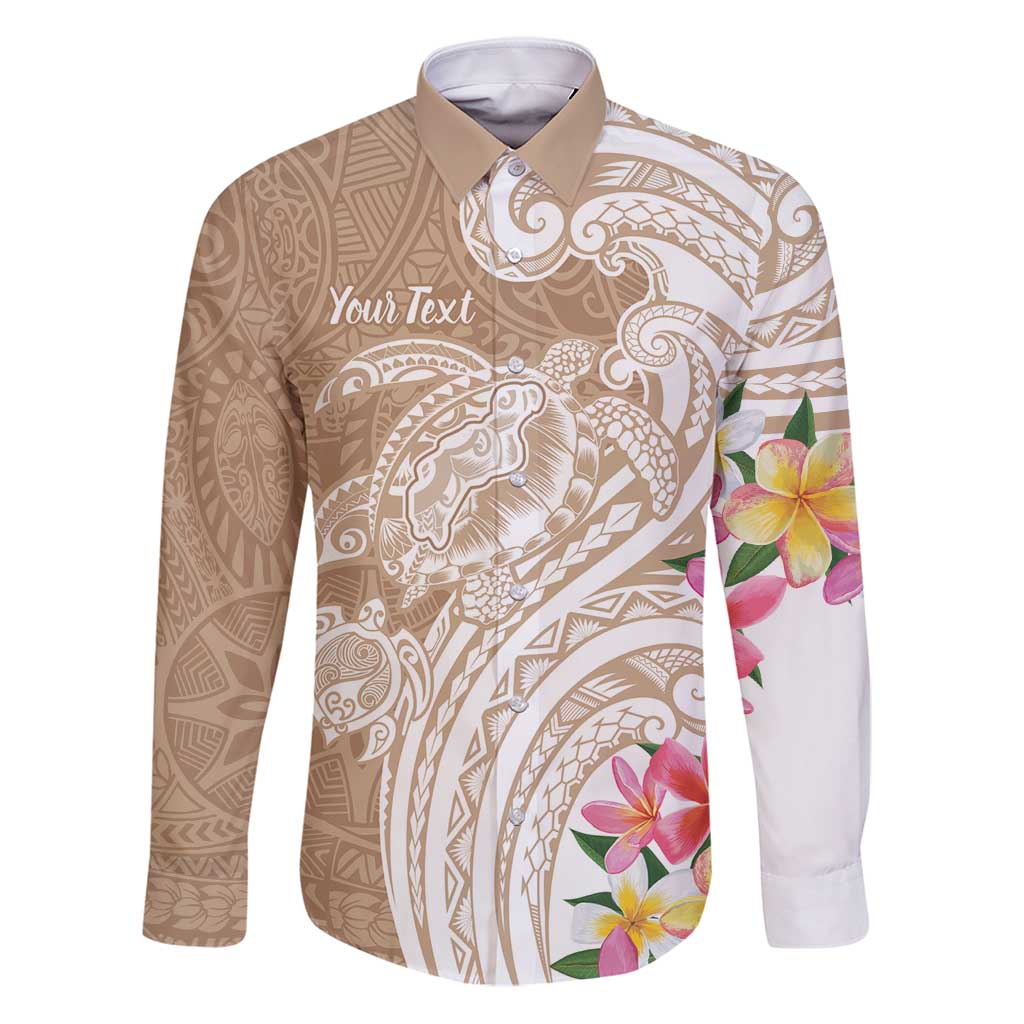 Aloha Niihau Island Personalized Family Matching Puletasi and Hawaiian Shirt Beige Dreamy Turtle LT7 Dad's Shirt - Long Sleeve Beige - Polynesian Pride