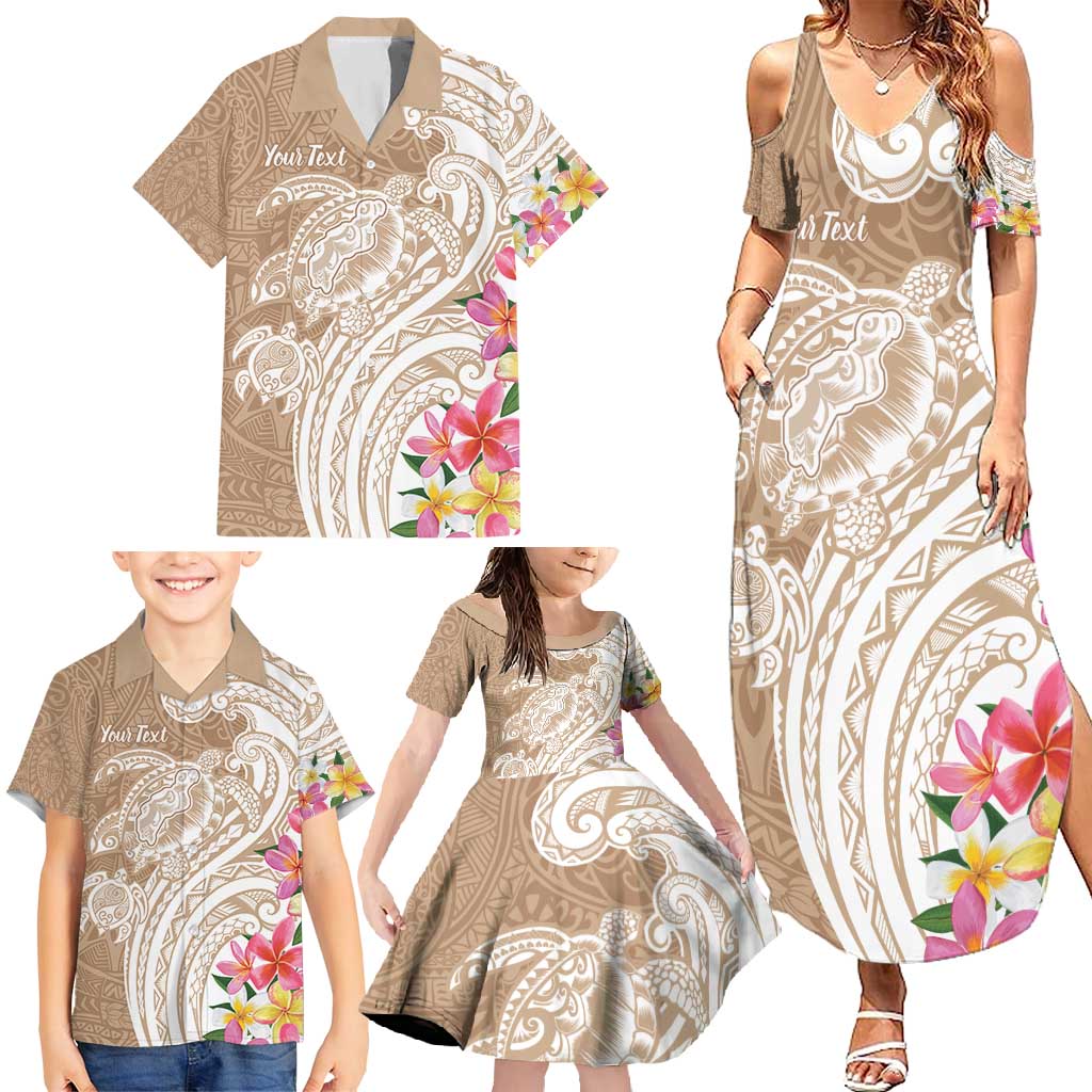 Aloha Niihau Island Personalized Family Matching Summer Maxi Dress and Hawaiian Shirt Beige Dreamy Turtle LT7 - Polynesian Pride
