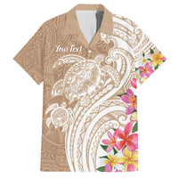 Aloha Niihau Island Personalized Family Matching Tank Maxi Dress and Hawaiian Shirt Beige Dreamy Turtle LT7 Dad's Shirt - Short Sleeve Beige - Polynesian Pride