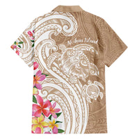 Aloha Niihau Island Personalized Family Matching Tank Maxi Dress and Hawaiian Shirt Beige Dreamy Turtle LT7 - Polynesian Pride