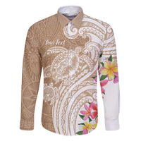 Aloha Niihau Island Personalized Family Matching Tank Maxi Dress and Hawaiian Shirt Beige Dreamy Turtle LT7 Dad's Shirt - Long Sleeve Beige - Polynesian Pride