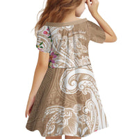 Aloha Ni’ihau Island Personalized Kid Short Sleeve Dress Beige Dreamy Turtle