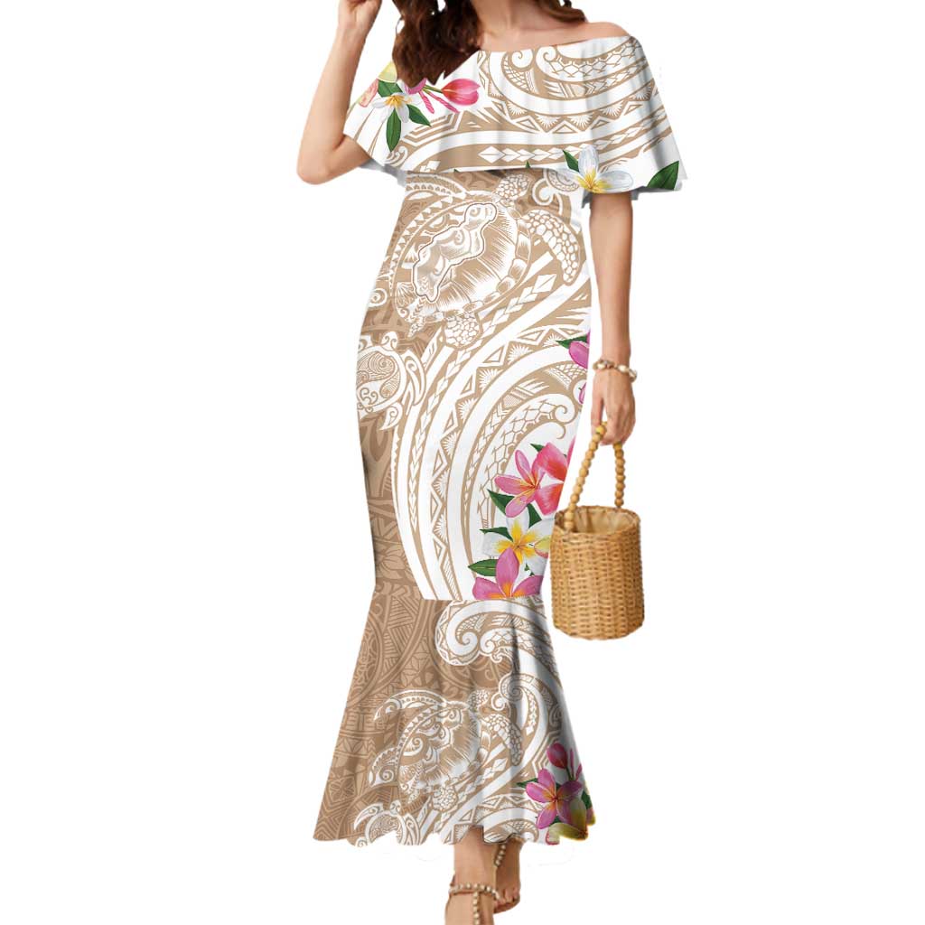 Aloha Ni’ihau Island Personalized Mermaid Dress Beige Dreamy Turtle
