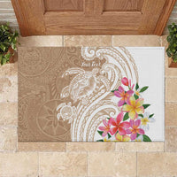 Aloha Ni’ihau Island Personalized Rubber Doormat Beige Dreamy Turtle