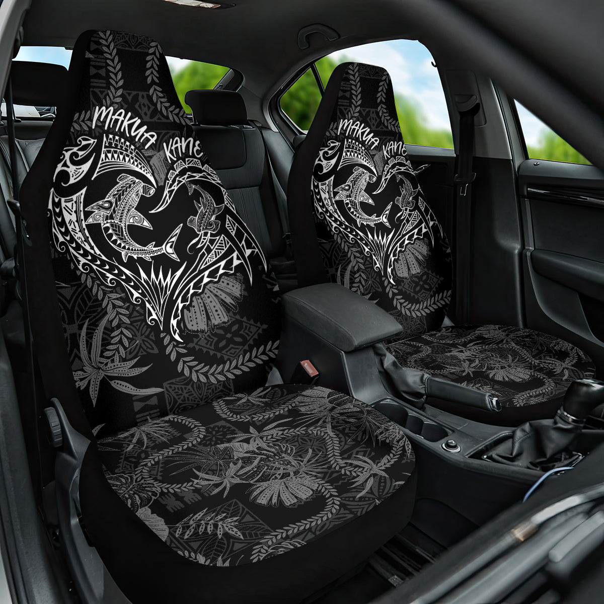 Hawaii Father's Day Vintage Lei Car Seat Cover Hauoli la Makuakane - Black LT7 One Size Black - Polynesian Pride