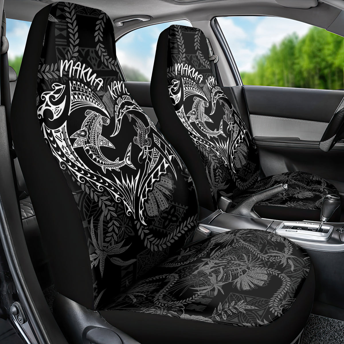 Hawaii Father's Day Vintage Lei Car Seat Cover Hauoli la Makuakane - Black LT7 - Polynesian Pride