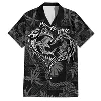 Hawaii Father's Day Vintage Lei Family Matching Short Sleeve Bodycon Dress and Hawaiian Shirt Hauoli la Makuakane - Black LT7 Dad's Shirt - Short Sleeve Black - Polynesian Pride