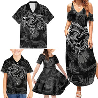 Hawaii Father's Day Vintage Lei Family Matching Summer Maxi Dress and Hawaiian Shirt Hauoli la Makuakane - Black LT7 - Polynesian Pride