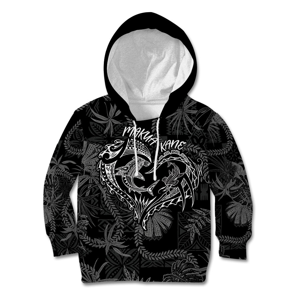 Hawaii Father's Day Vintage Lei Kid Hoodie Hauoli la Makuakane - Black LT7 Hoodie Black - Polynesian Pride