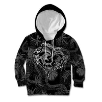 Hawaii Father's Day Vintage Lei Kid Hoodie Hauoli la Makuakane - Black LT7 Hoodie Black - Polynesian Pride