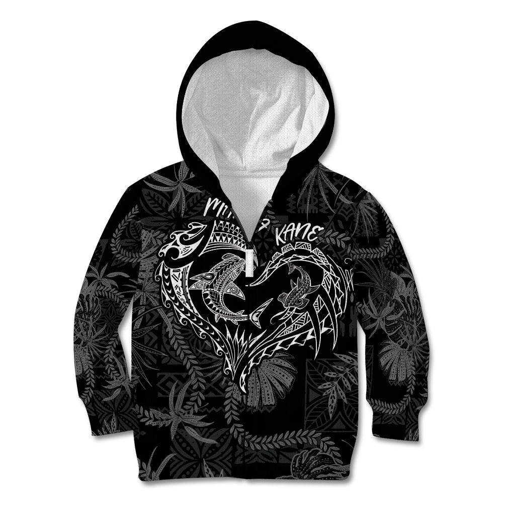 Hawaii Father's Day Vintage Lei Kid Hoodie Hauoli la Makuakane - Black LT7 Zip Hoodie Black - Polynesian Pride