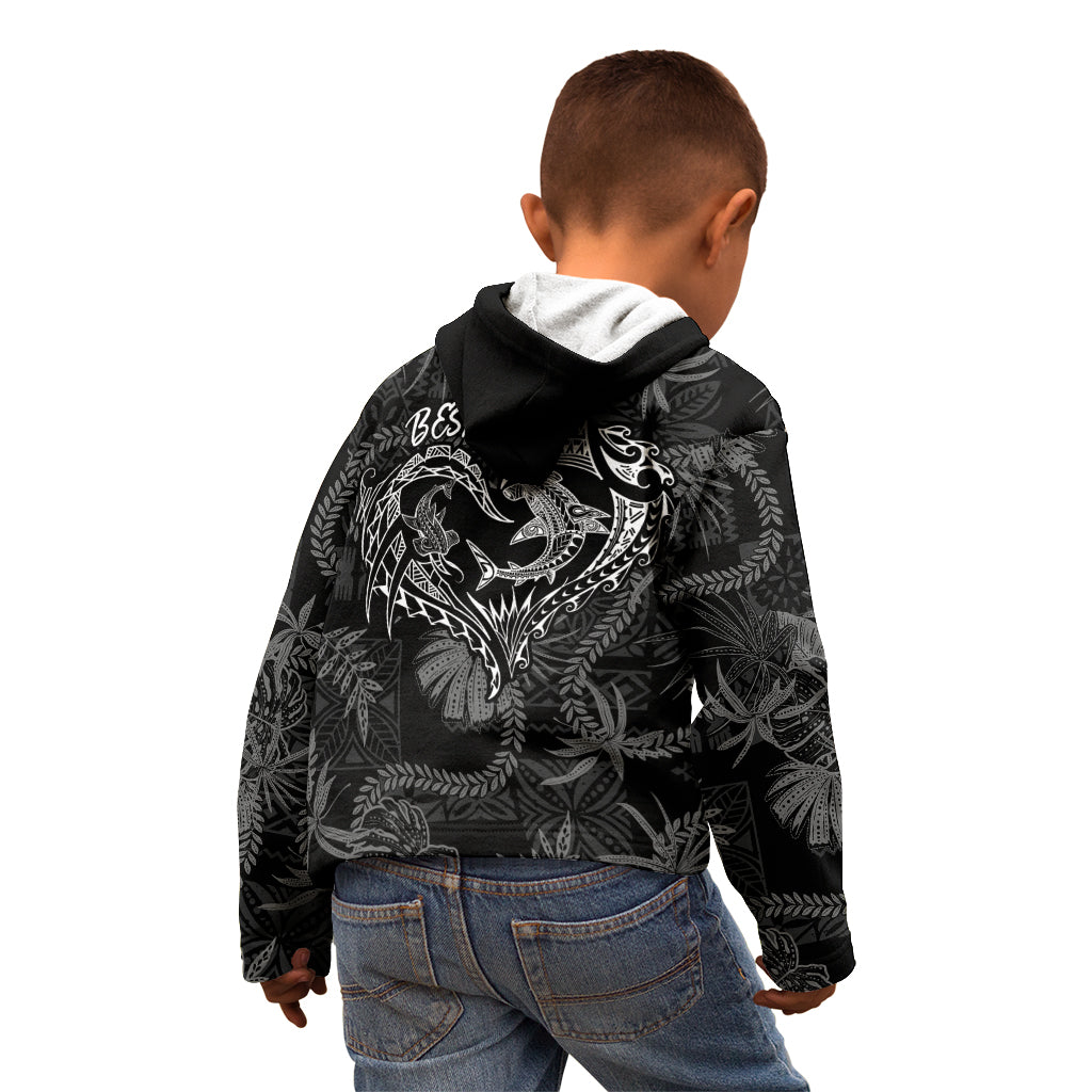 Hawaii Father's Day Vintage Lei Kid Hoodie Hauoli la Makuakane - Black LT7 - Polynesian Pride