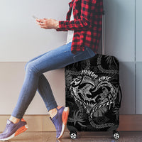 Hawaii Father's Day Vintage Lei Luggage Cover Hauoli la Makuakane - Black LT7 - Polynesian Pride