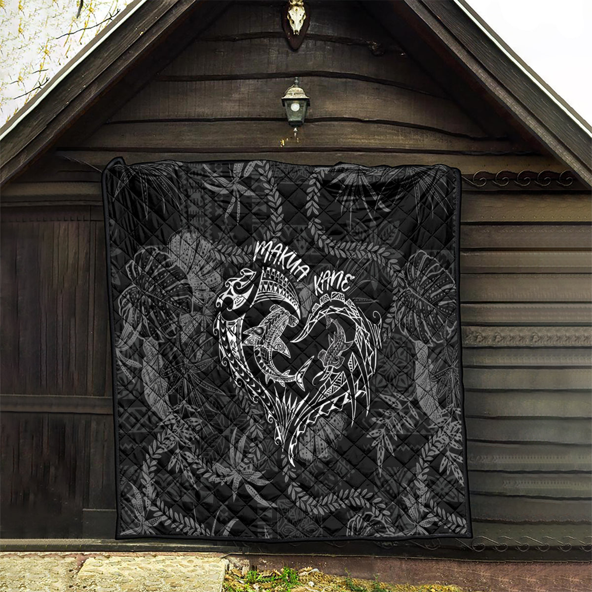 Hawaii Father's Day Vintage Lei Quilt Hauoli la Makuakane - Black LT7 - Polynesian Pride