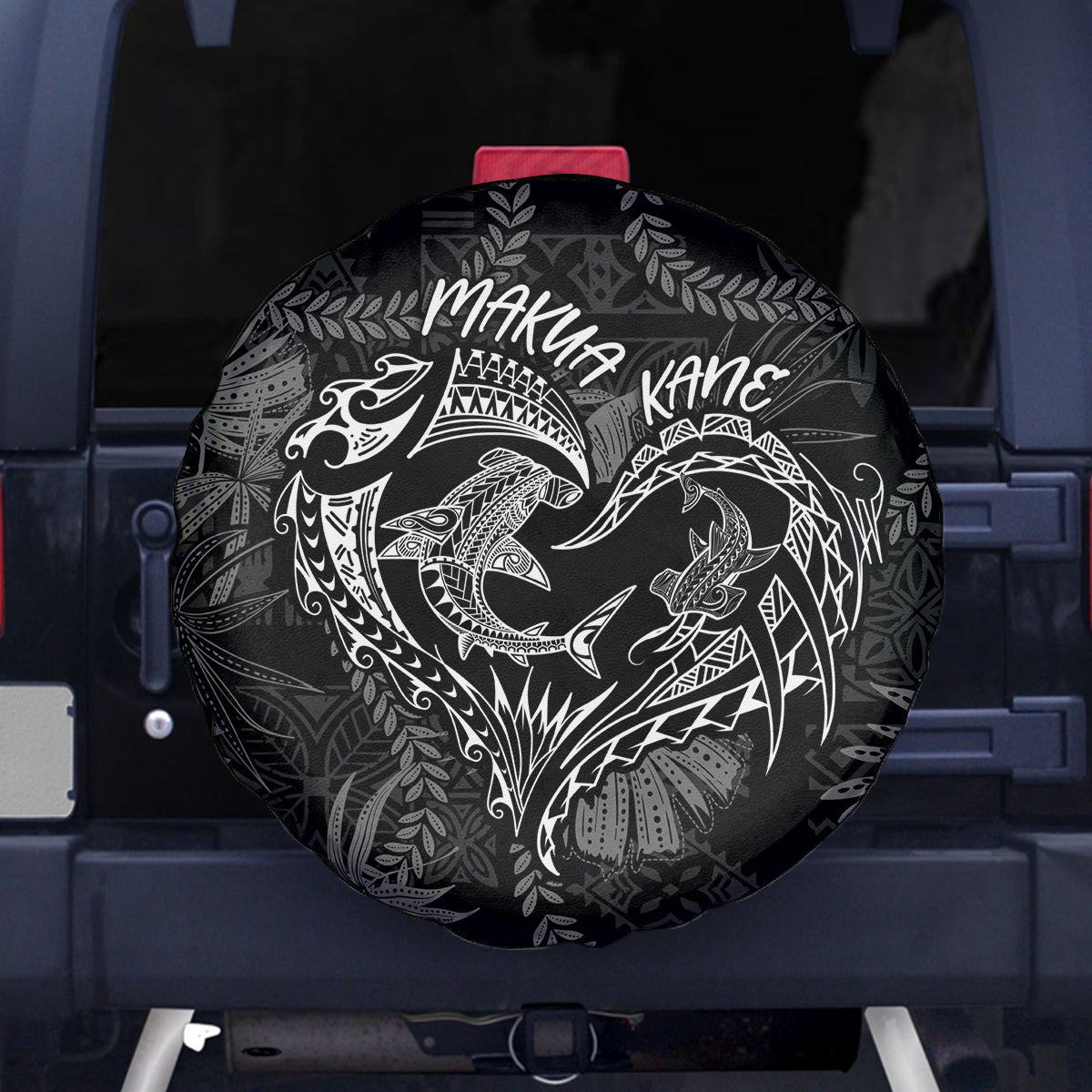 Hawaii Father's Day Vintage Lei Spare Tire Cover Hauoli la Makuakane - Black LT7 - Polynesian Pride