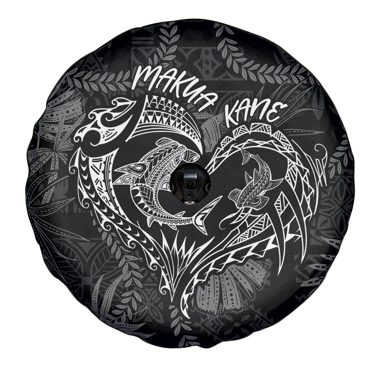 Hawaii Father's Day Vintage Lei Spare Tire Cover Hauoli la Makuakane - Black LT7 - Polynesian Pride