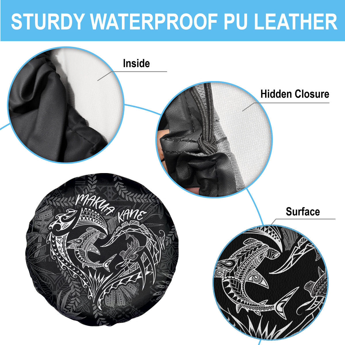 Hawaii Father's Day Vintage Lei Spare Tire Cover Hauoli la Makuakane - Black LT7 - Polynesian Pride