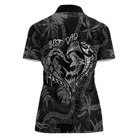 Hawaii Father's Day Vintage Lei Women Polo Shirt Hauoli la Makuakane - Black LT7 - Polynesian Pride