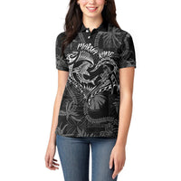 Hawaii Father's Day Vintage Lei Women Polo Shirt Hauoli la Makuakane - Black LT7 - Polynesian Pride