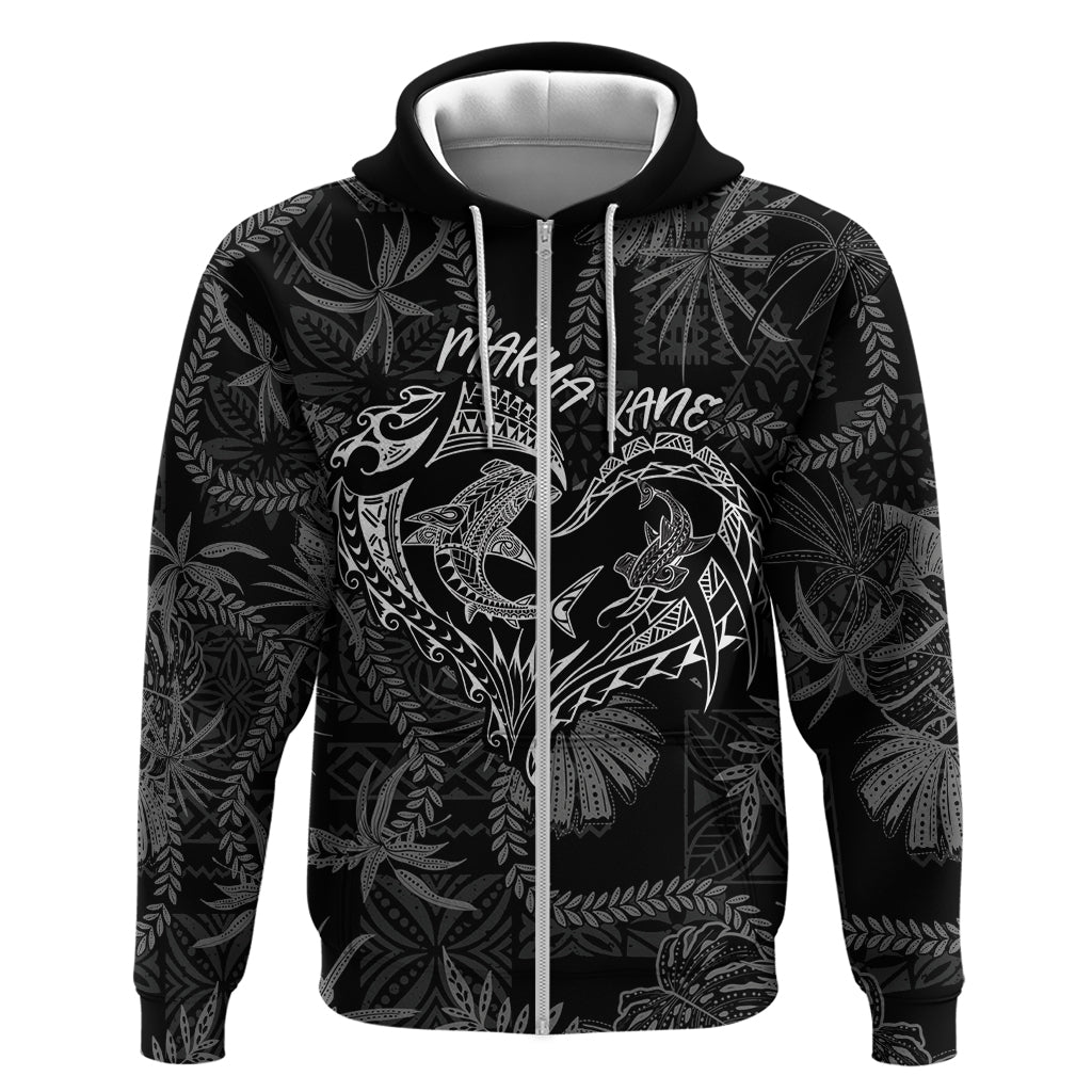 Hawaii Father's Day Vintage Lei Zip Hoodie Hauoli la Makuakane - Black LT7 Zip Hoodie Black - Polynesian Pride