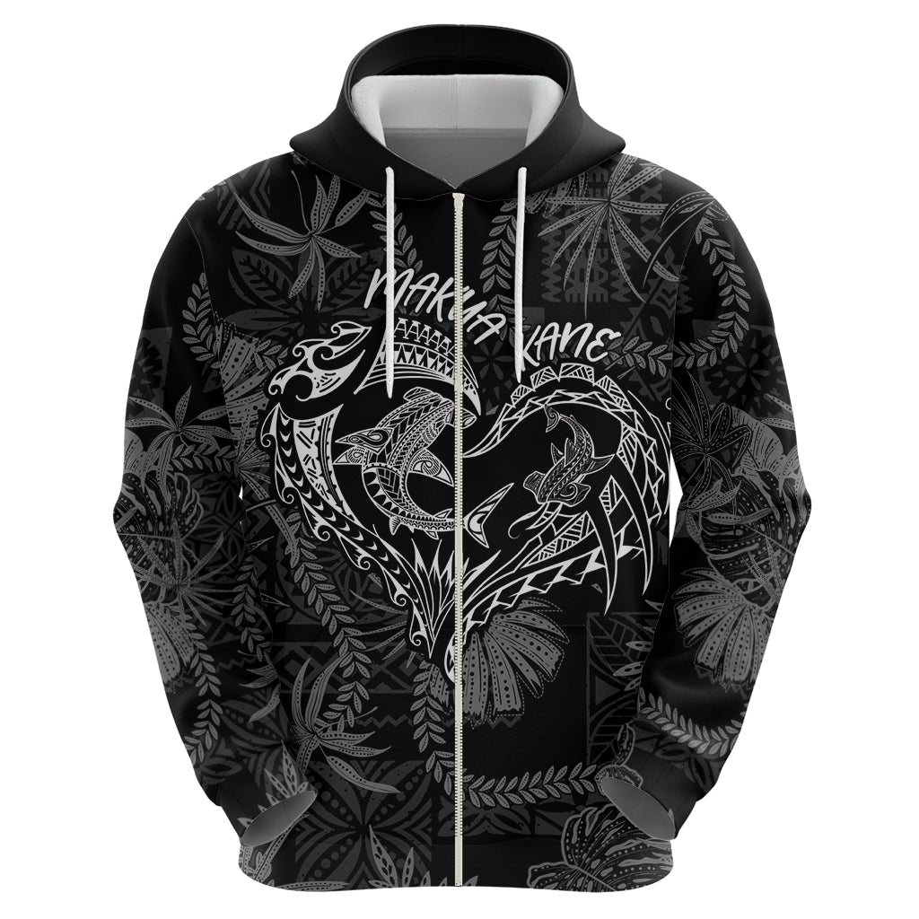 Hawaii Father's Day Vintage Lei Zip Hoodie Hauoli la Makuakane - Black LT7 - Polynesian Pride
