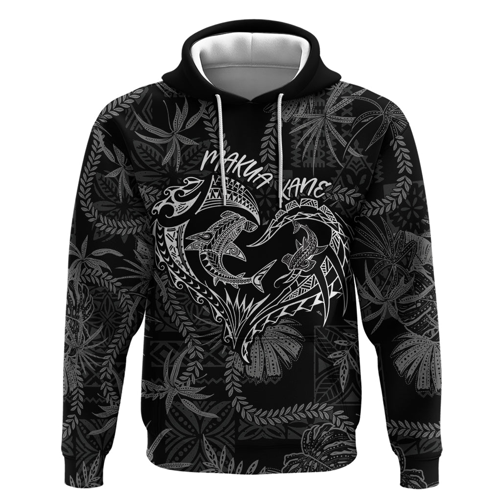 Hawaii Father's Day Vintage Lei Zip Hoodie Hauoli la Makuakane - Black LT7 Pullover Hoodie Black - Polynesian Pride