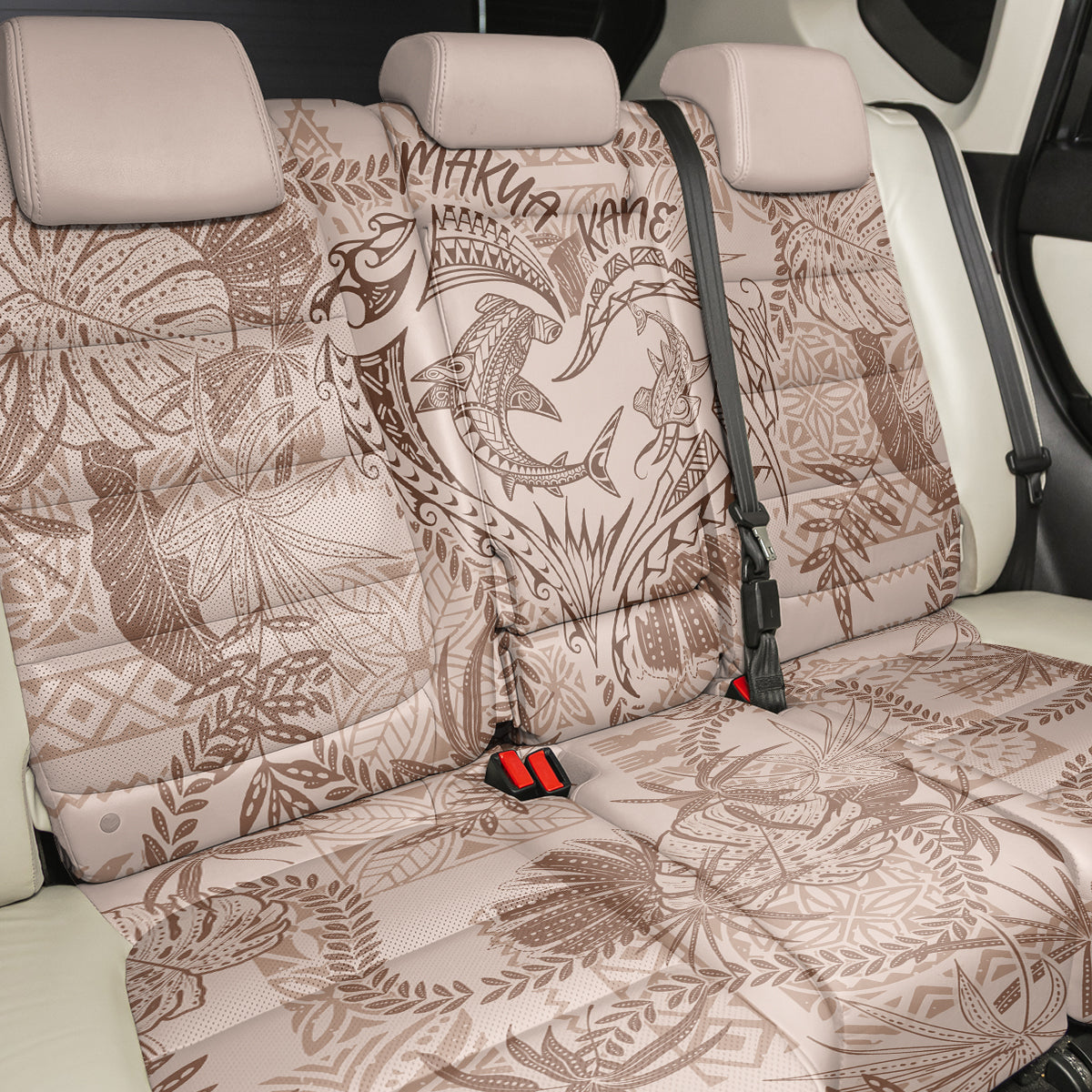 Hawaii Father's Day Vintage Lei Back Car Seat Cover Hauoli la Makuakane - Beige LT7 - Polynesian Pride