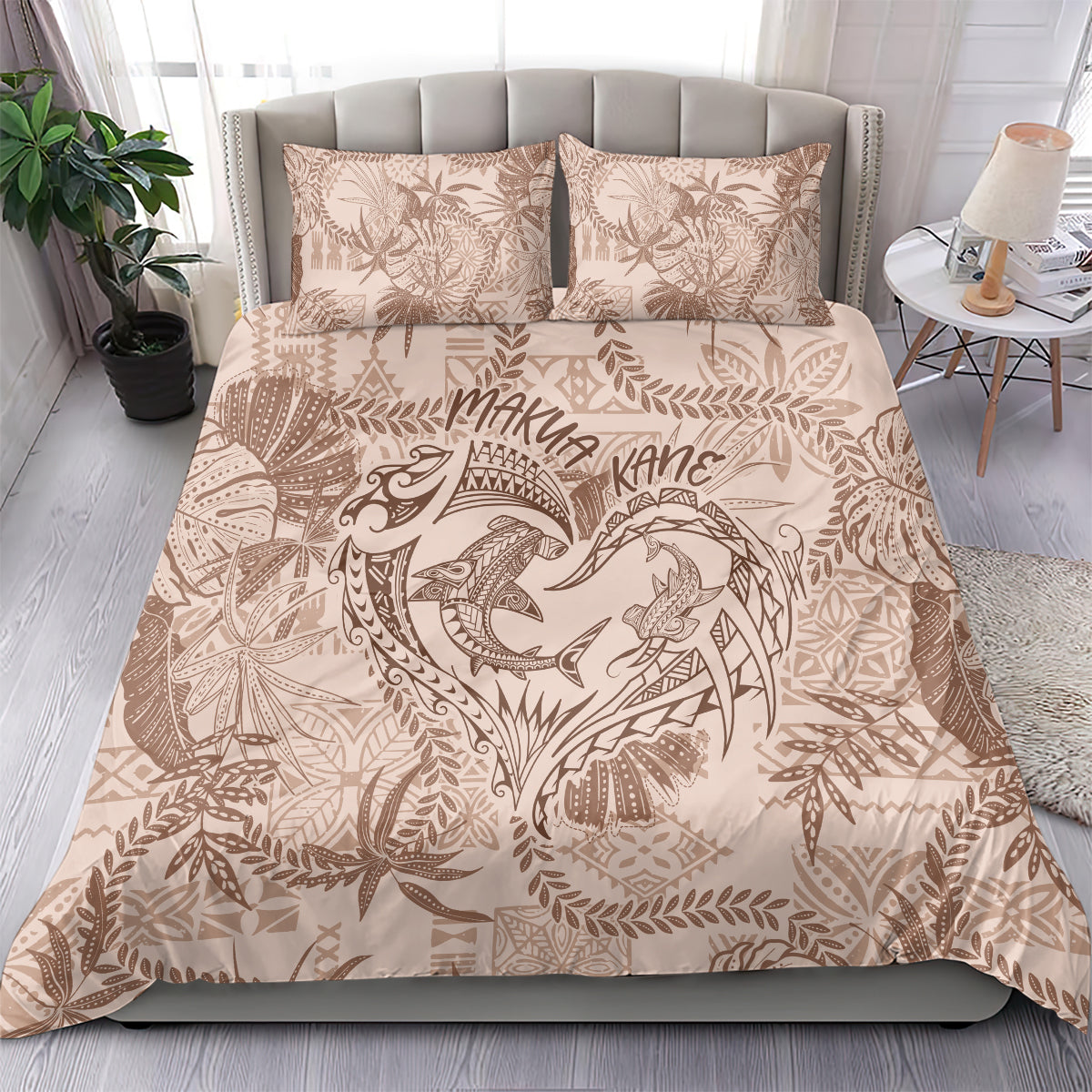 Hawaii Father's Day Vintage Lei Bedding Set Hauoli la Makuakane - Beige