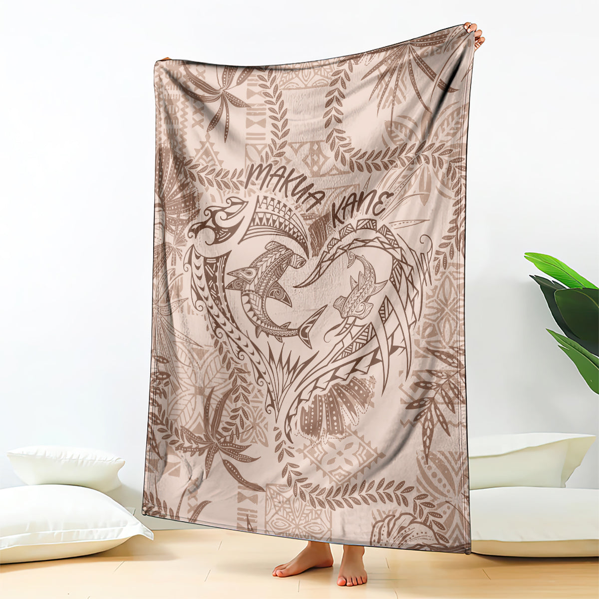 Hawaii Father's Day Vintage Lei Blanket Hauoli la Makuakane - Beige LT7 - Polynesian Pride