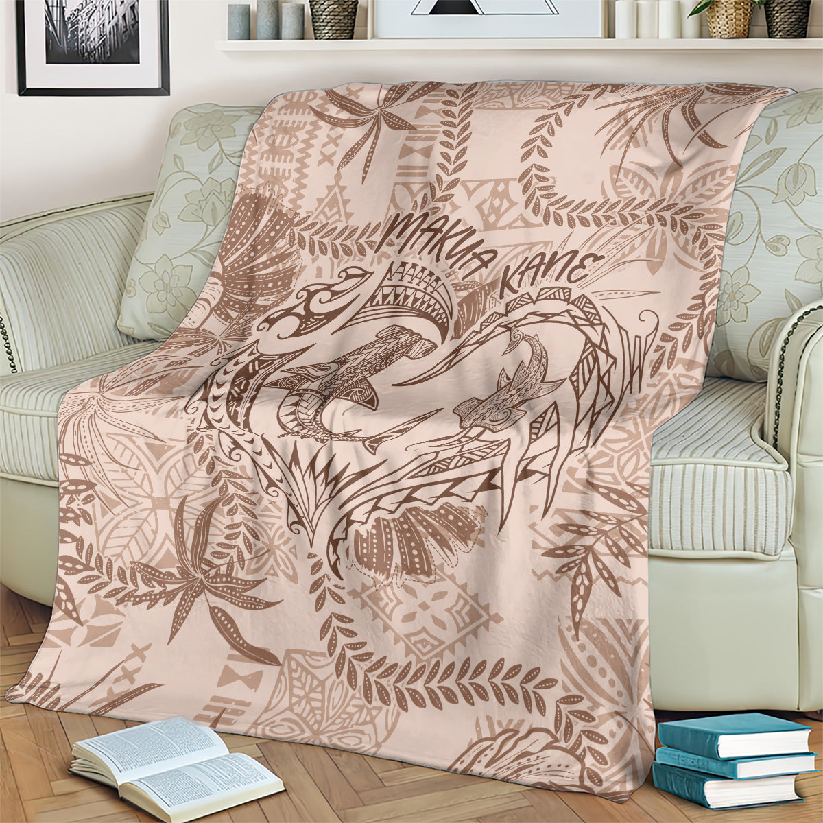 Hawaii Father's Day Vintage Lei Blanket Hauoli la Makuakane - Beige LT7 - Polynesian Pride