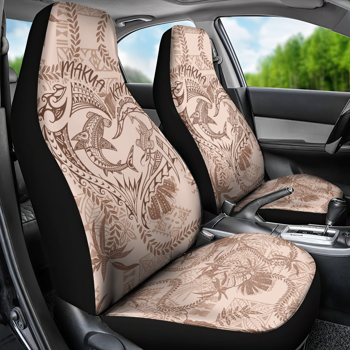 Hawaii Father's Day Vintage Lei Car Seat Cover Hauoli la Makuakane - Beige LT7 - Polynesian Pride