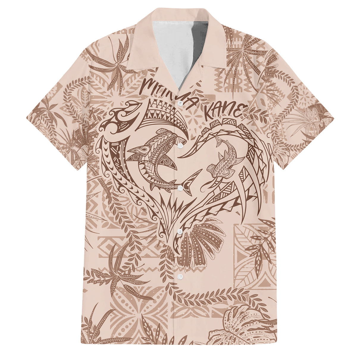 Hawaii Father's Day Vintage Lei Family Matching Long Sleeve Bodycon Dress and Hawaiian Shirt Hauoli la Makuakane - Beige LT7 Dad's Shirt - Short Sleeve Beige - Polynesian Pride