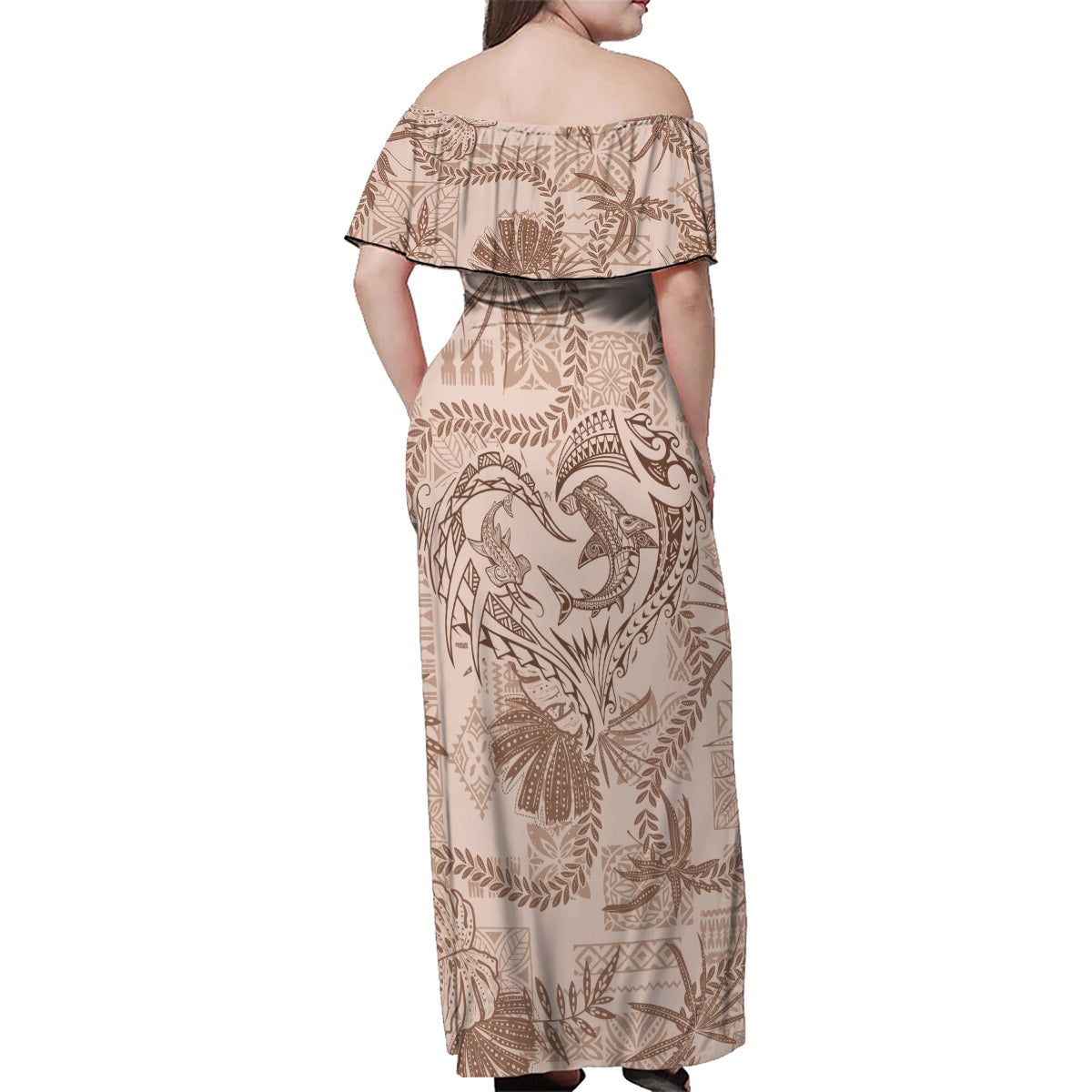 Hawaii Father's Day Vintage Lei Family Matching Off Shoulder Maxi Dress and Hawaiian Shirt Hauoli la Makuakane - Beige LT7 - Polynesian Pride