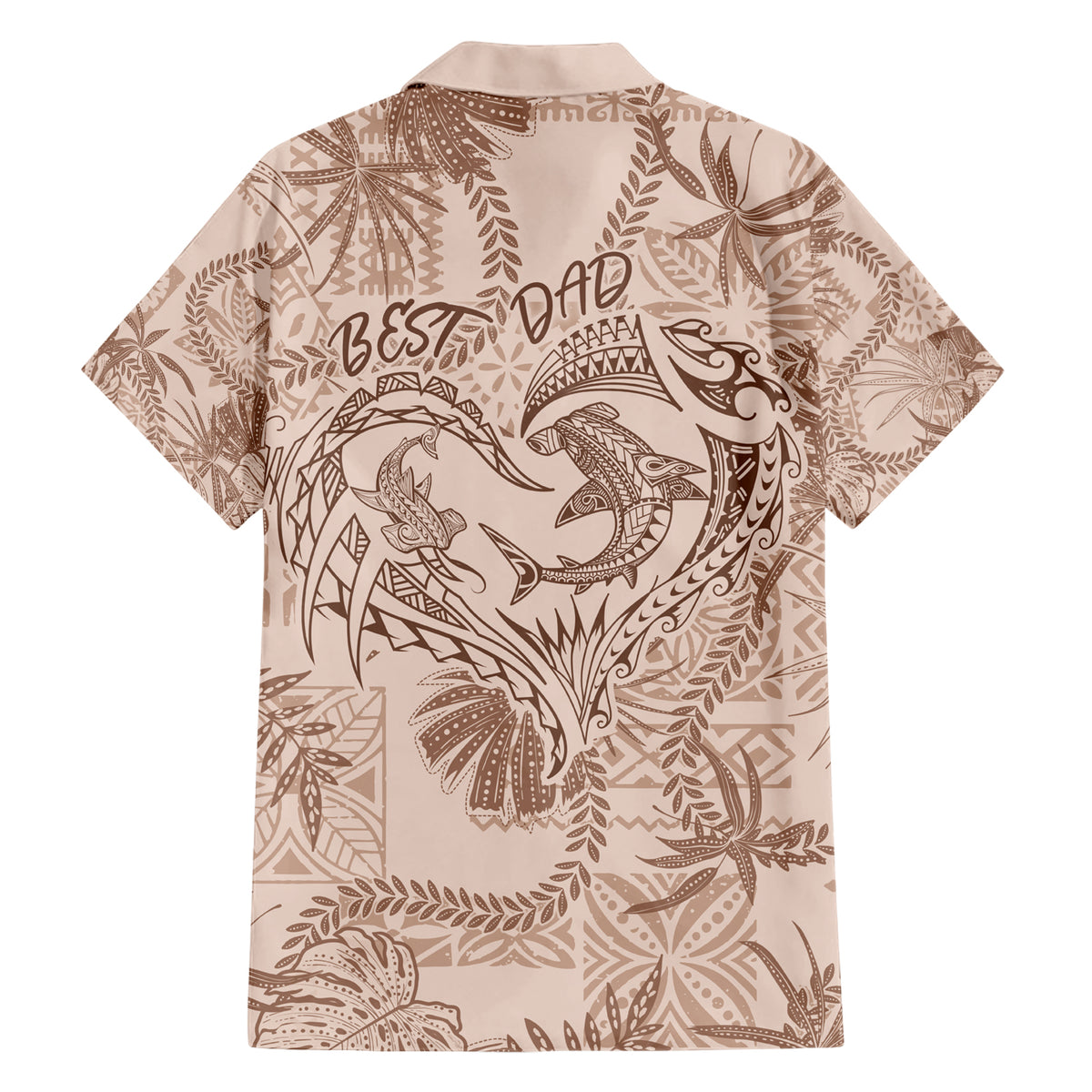Hawaii Father's Day Vintage Lei Family Matching Short Sleeve Bodycon Dress and Hawaiian Shirt Hauoli la Makuakane - Beige LT7 - Polynesian Pride