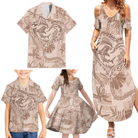 Hawaii Father's Day Vintage Lei Family Matching Summer Maxi Dress and Hawaiian Shirt Hauoli la Makuakane - Beige LT7 - Polynesian Pride
