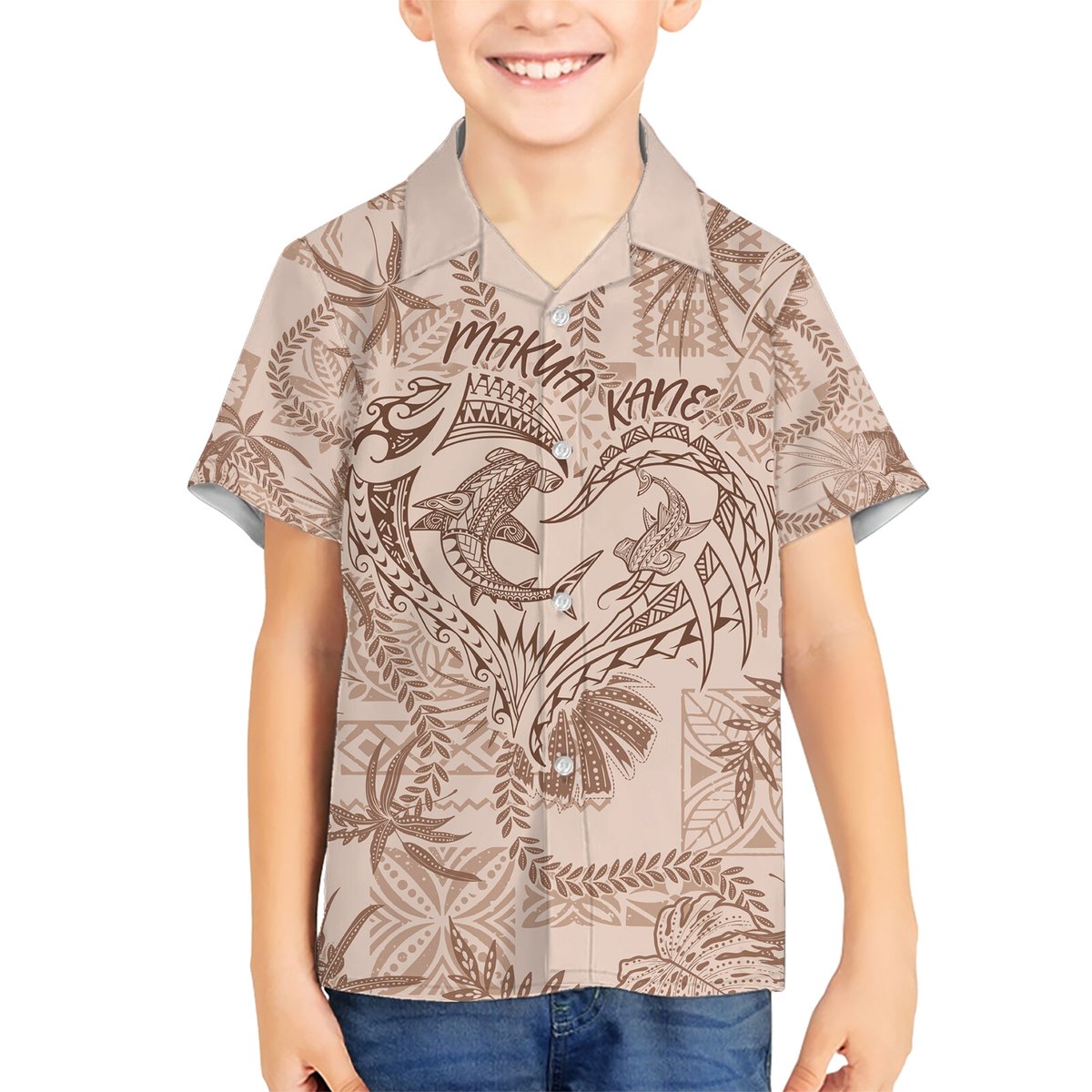 Hawaii Father's Day Vintage Lei Hawaiian Shirt Hauoli la Makuakane - Beige LT7 - Polynesian Pride