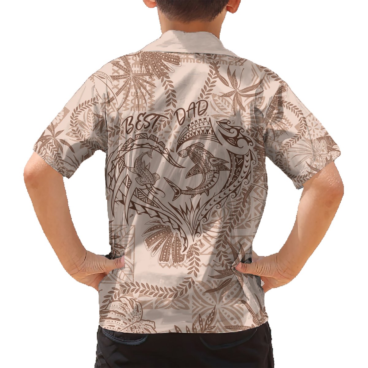 Hawaii Father's Day Vintage Lei Hawaiian Shirt Hauoli la Makuakane - Beige LT7 - Polynesian Pride