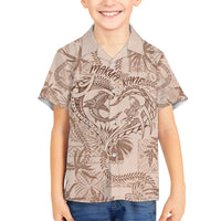 Hawaii Father's Day Vintage Lei Kid Hawaiian Shirt Hauoli la Makuakane - Beige LT7 Kid Beige - Polynesian Pride