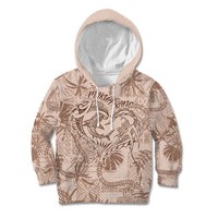 Hawaii Father's Day Vintage Lei Kid Hoodie Hauoli la Makuakane - Beige LT7 Hoodie Beige - Polynesian Pride