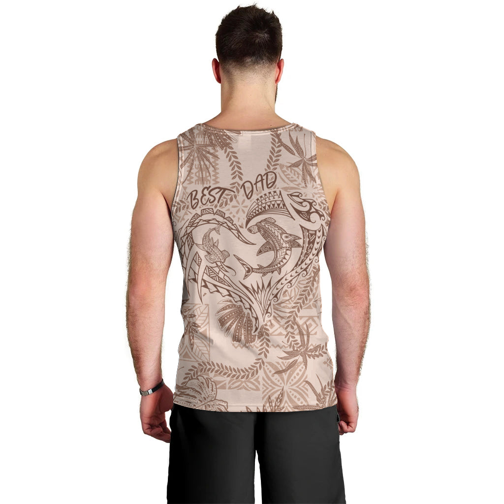 Hawaii Father's Day Vintage Lei Men Tank Top Hauoli la Makuakane - Beige