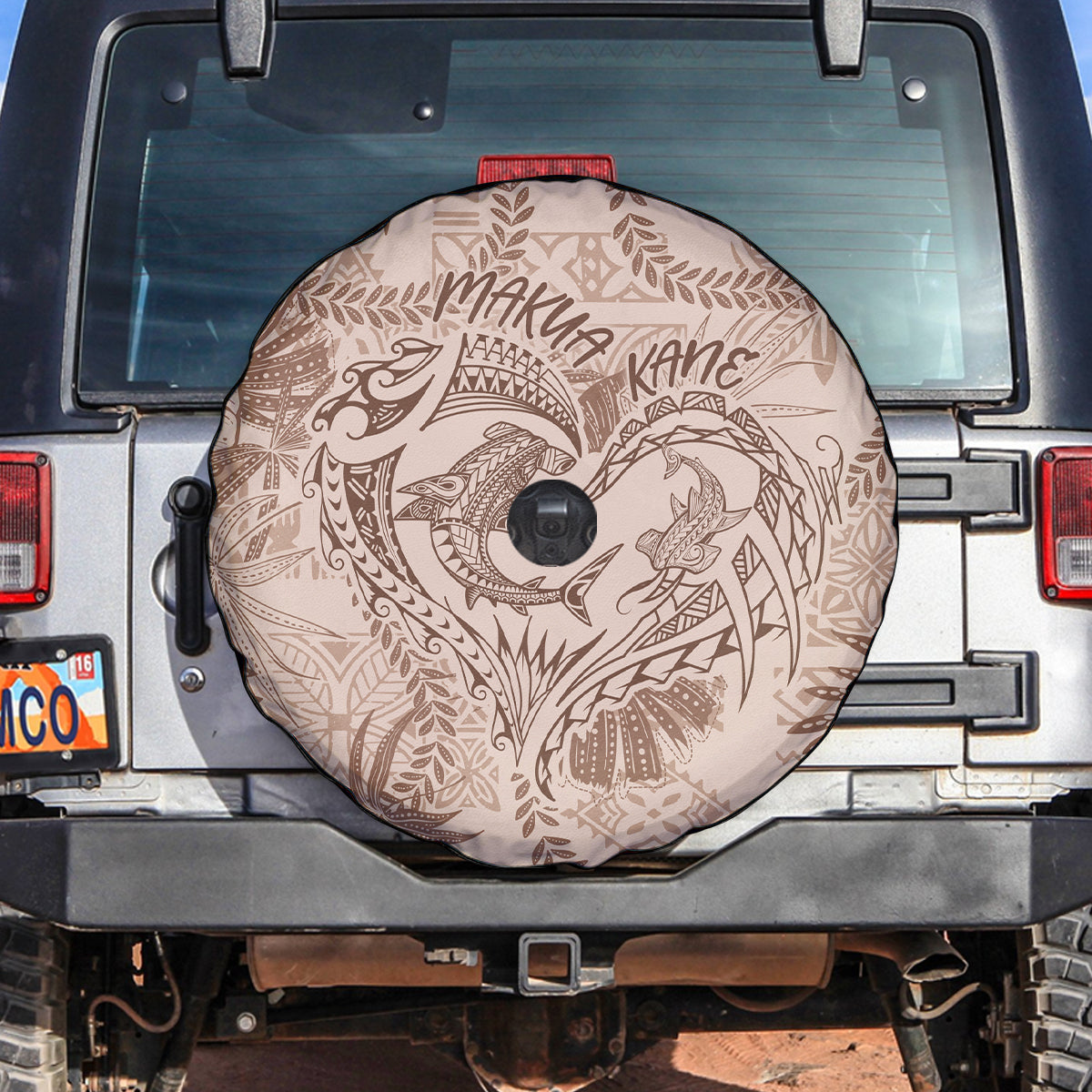Hawaii Father's Day Vintage Lei Spare Tire Cover Hauoli la Makuakane - Beige LT7 Beige - Polynesian Pride
