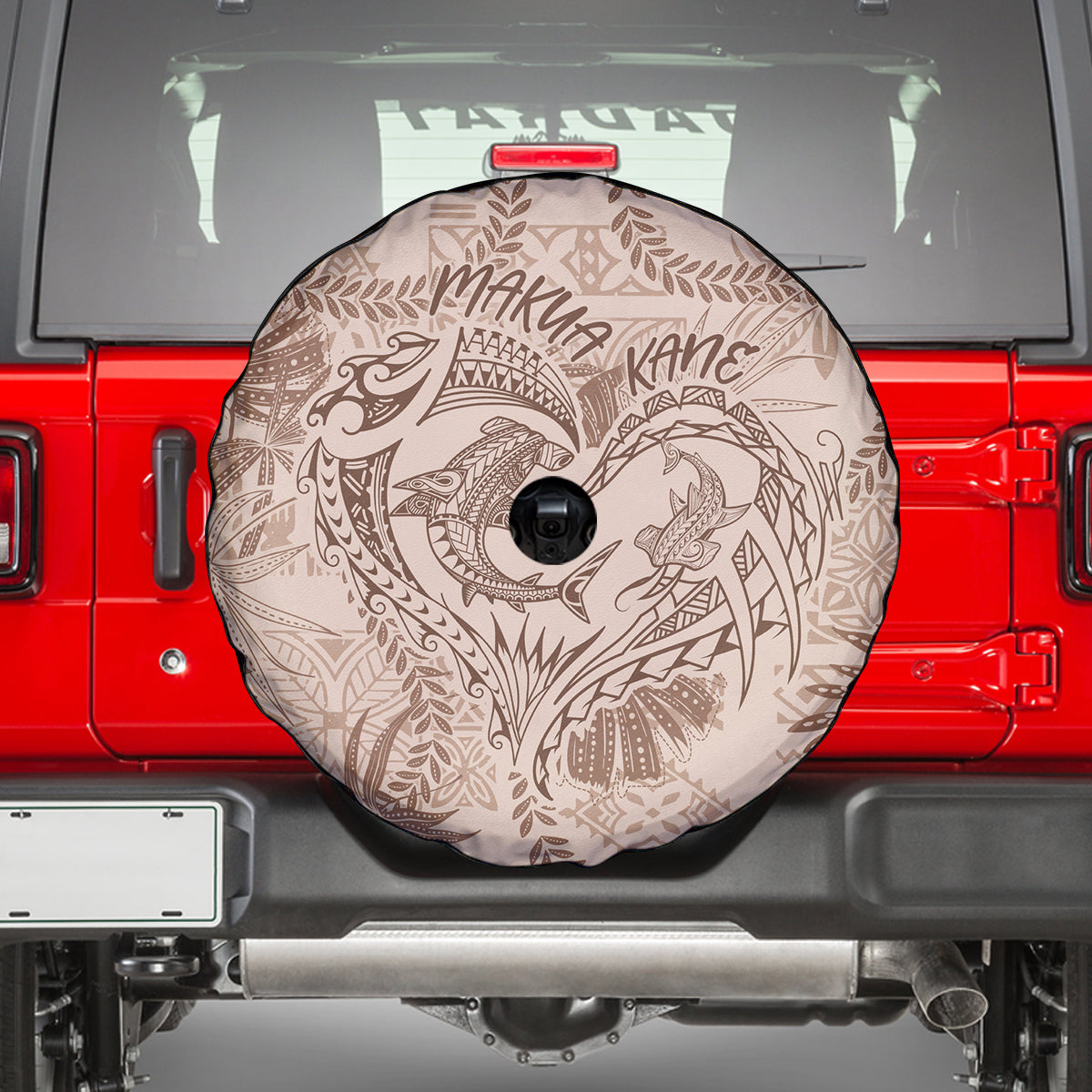 Hawaii Father's Day Vintage Lei Spare Tire Cover Hauoli la Makuakane - Beige LT7 - Polynesian Pride