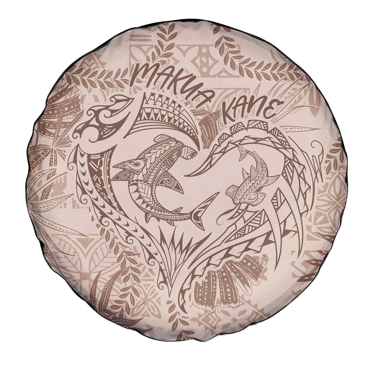 Hawaii Father's Day Vintage Lei Spare Tire Cover Hauoli la Makuakane - Beige LT7 - Polynesian Pride