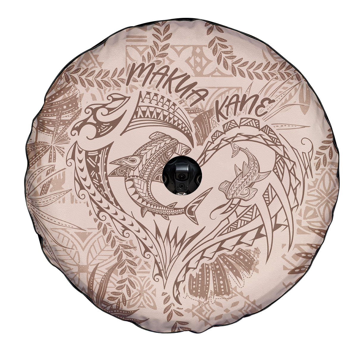 Hawaii Father's Day Vintage Lei Spare Tire Cover Hauoli la Makuakane - Beige LT7 - Polynesian Pride