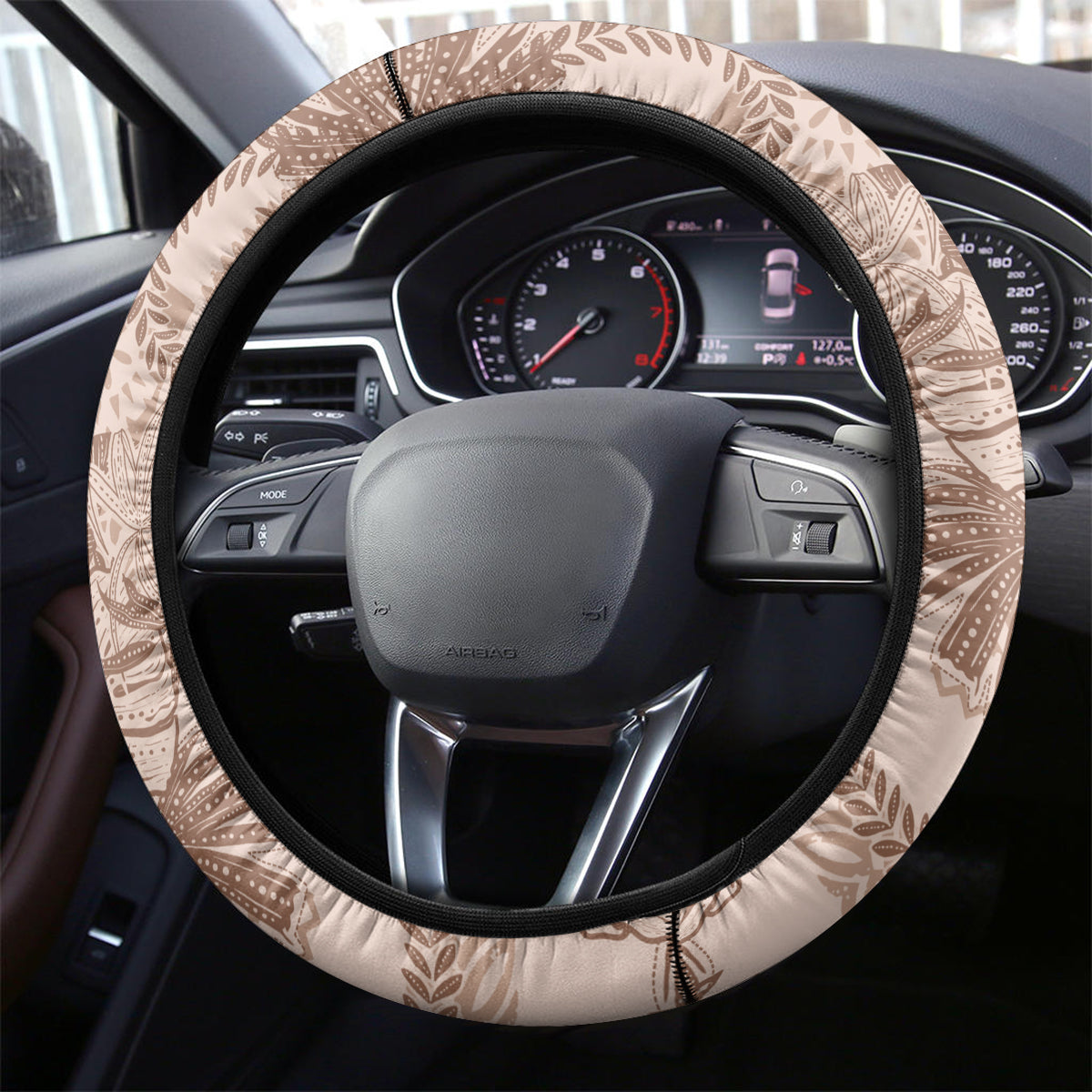 Hawaii Father's Day Vintage Lei Steering Wheel Cover Hauoli la Makuakane - Beige LT7 - Polynesian Pride